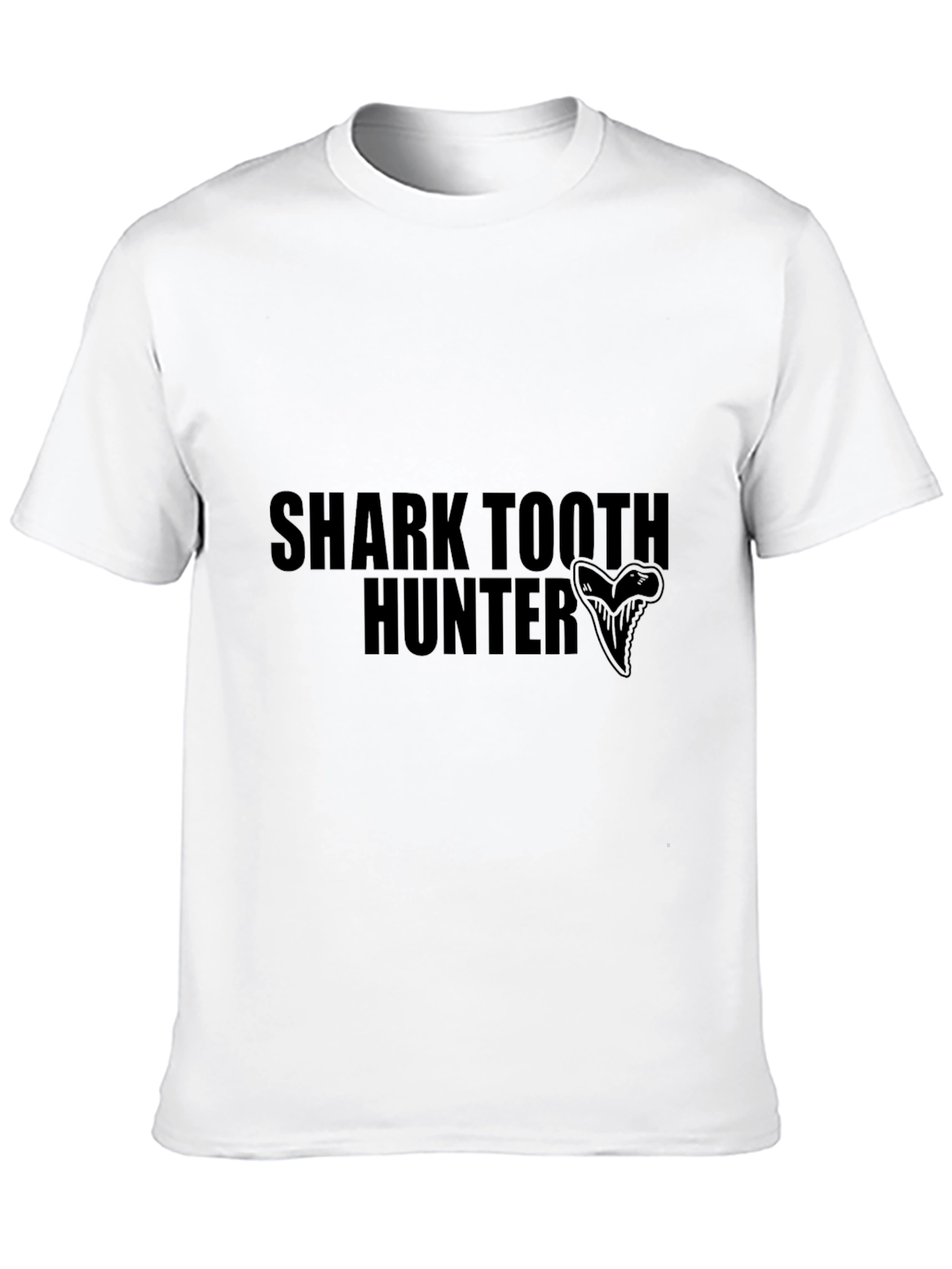 Shark Tooth Hunter Graphic Tee - Black Cotton T-Shirt