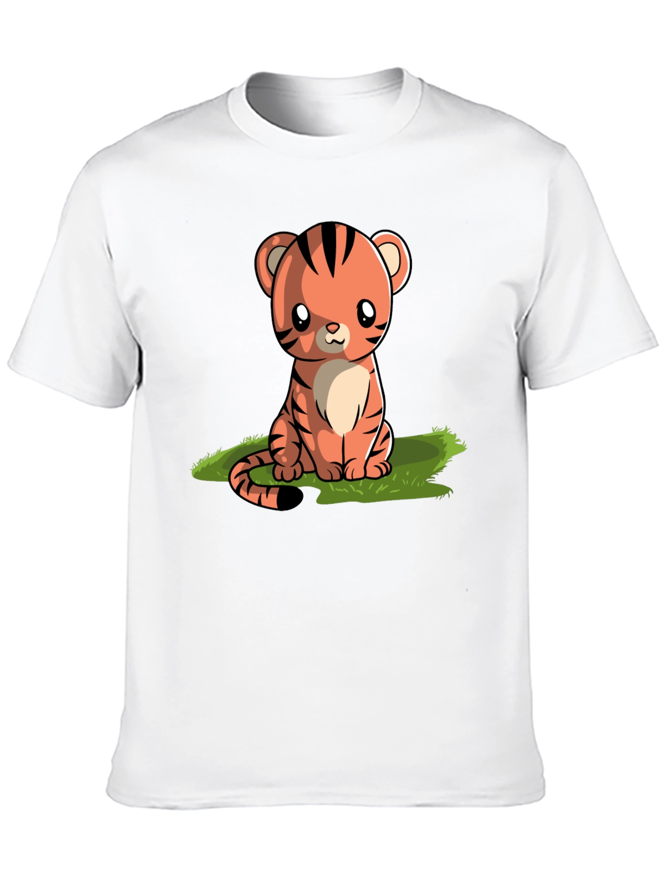 Cute Cartoon Tiger Graphic Tee - Black T-Shirt