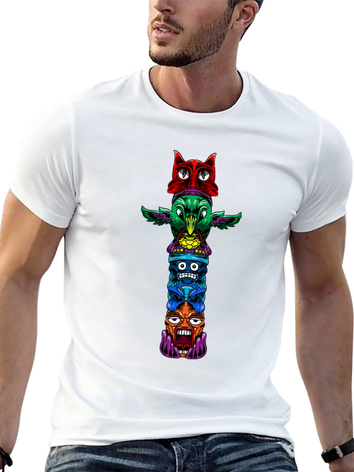 Funky Totem Pole Graphic T-Shirt