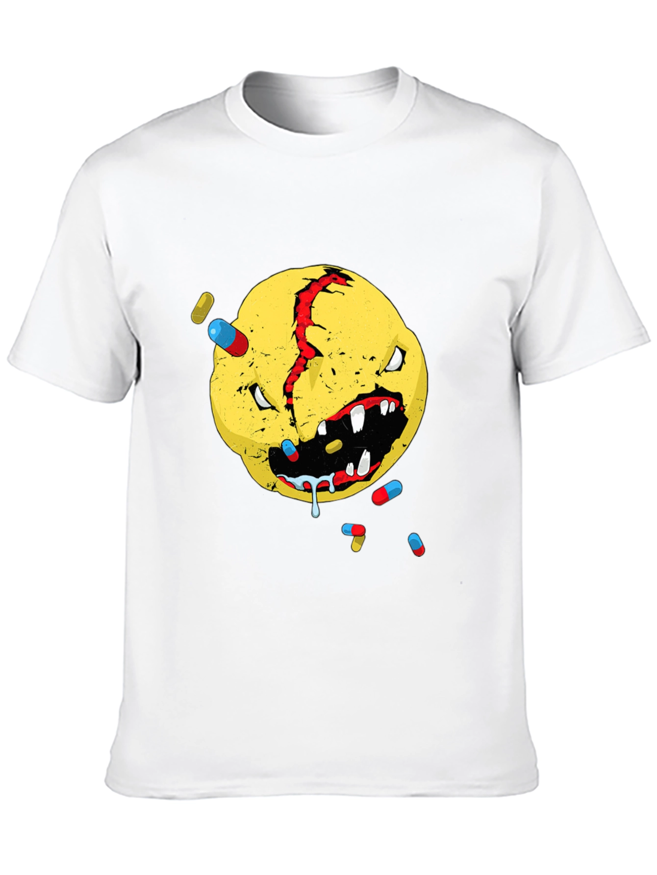 Distressed Smiley Face Graphic T-Shirt