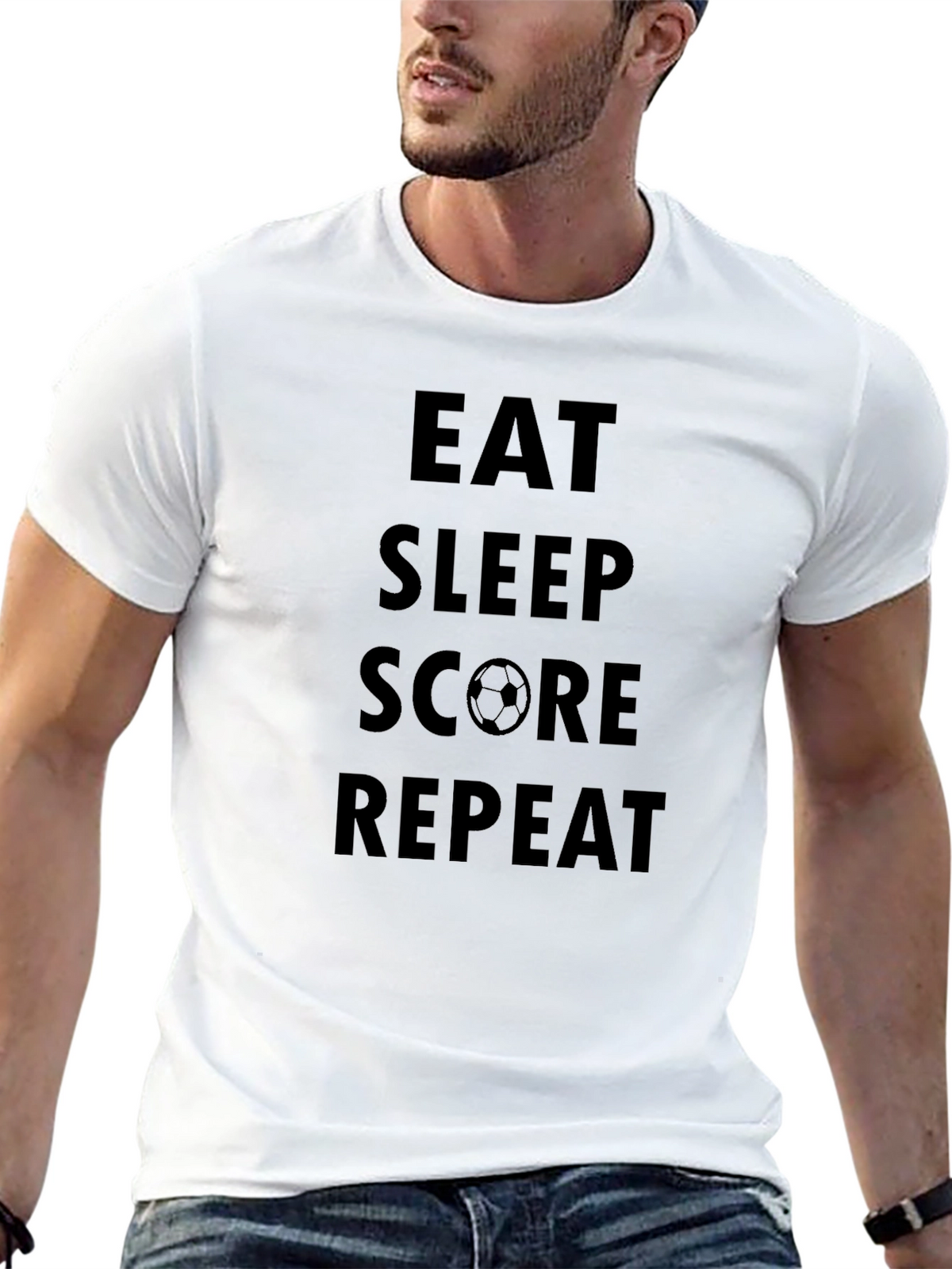 Eat Sleep Score Repeat Black T-Shirt