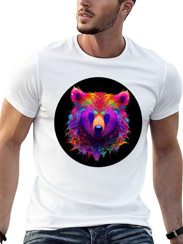 Neon Bear Graphic Tee - Mens Black T-Shirt