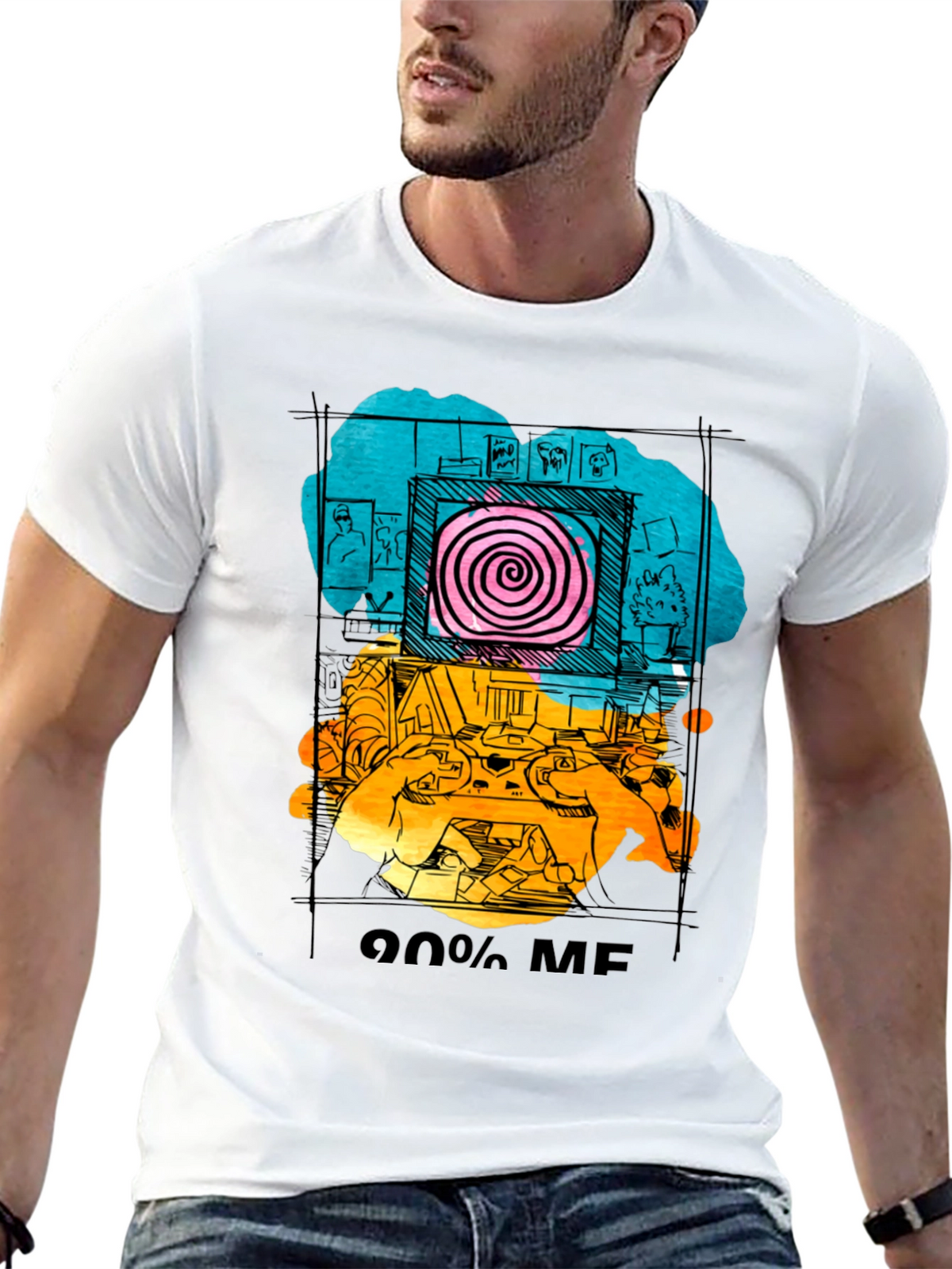 90% Me Graphic T-Shirt - Quirky Artistic Tee