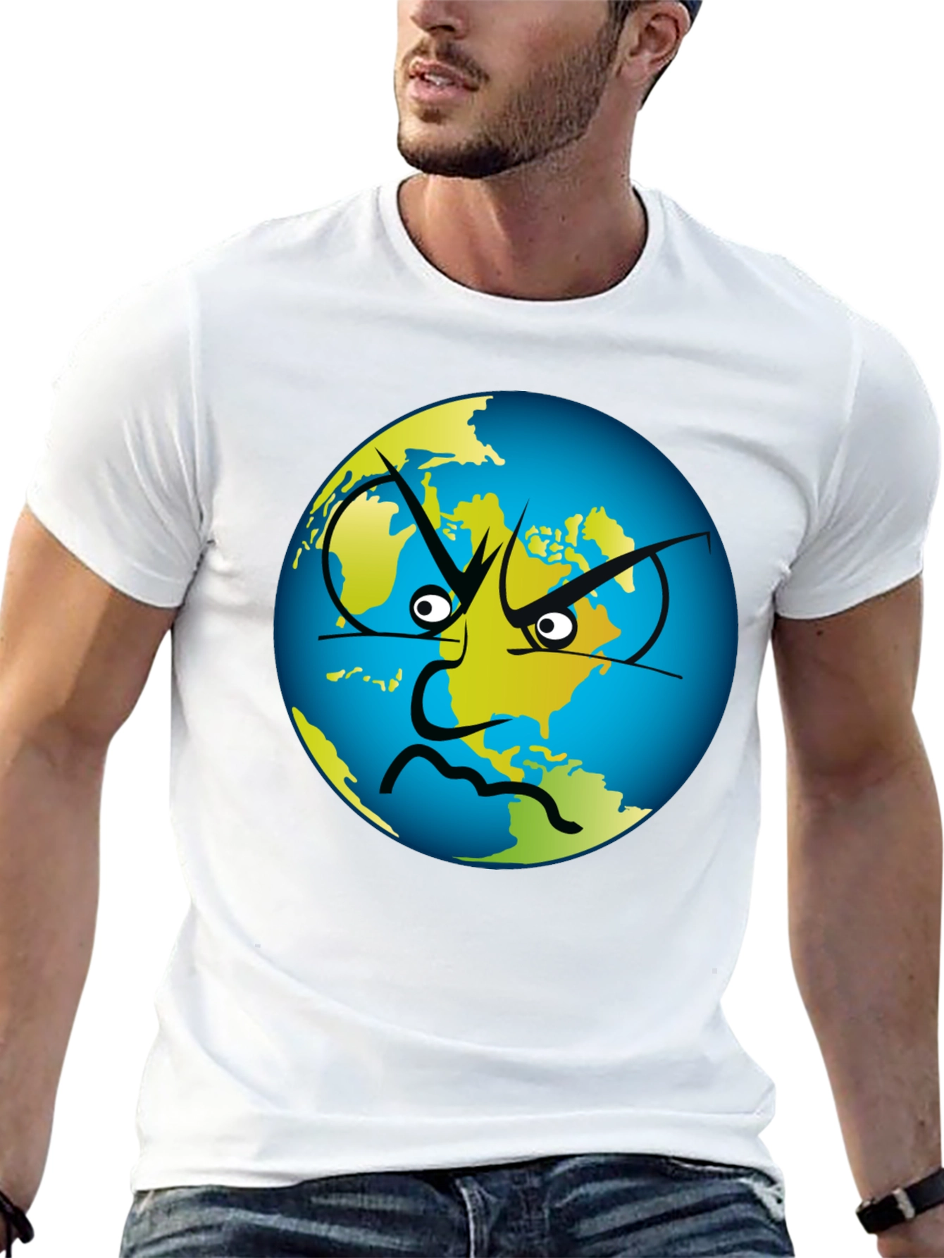 Angry Earth Graphic Tee - Black Cotton T-Shirt