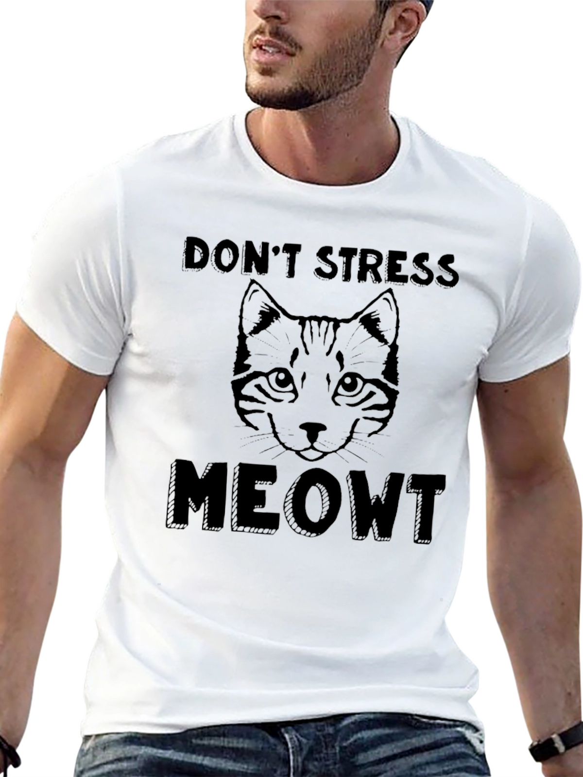 Dont Stress Meowt Cat Graphic T-Shirt