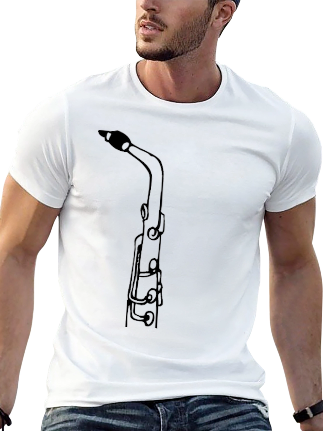 Saxophone Outline Graphic T-Shirt