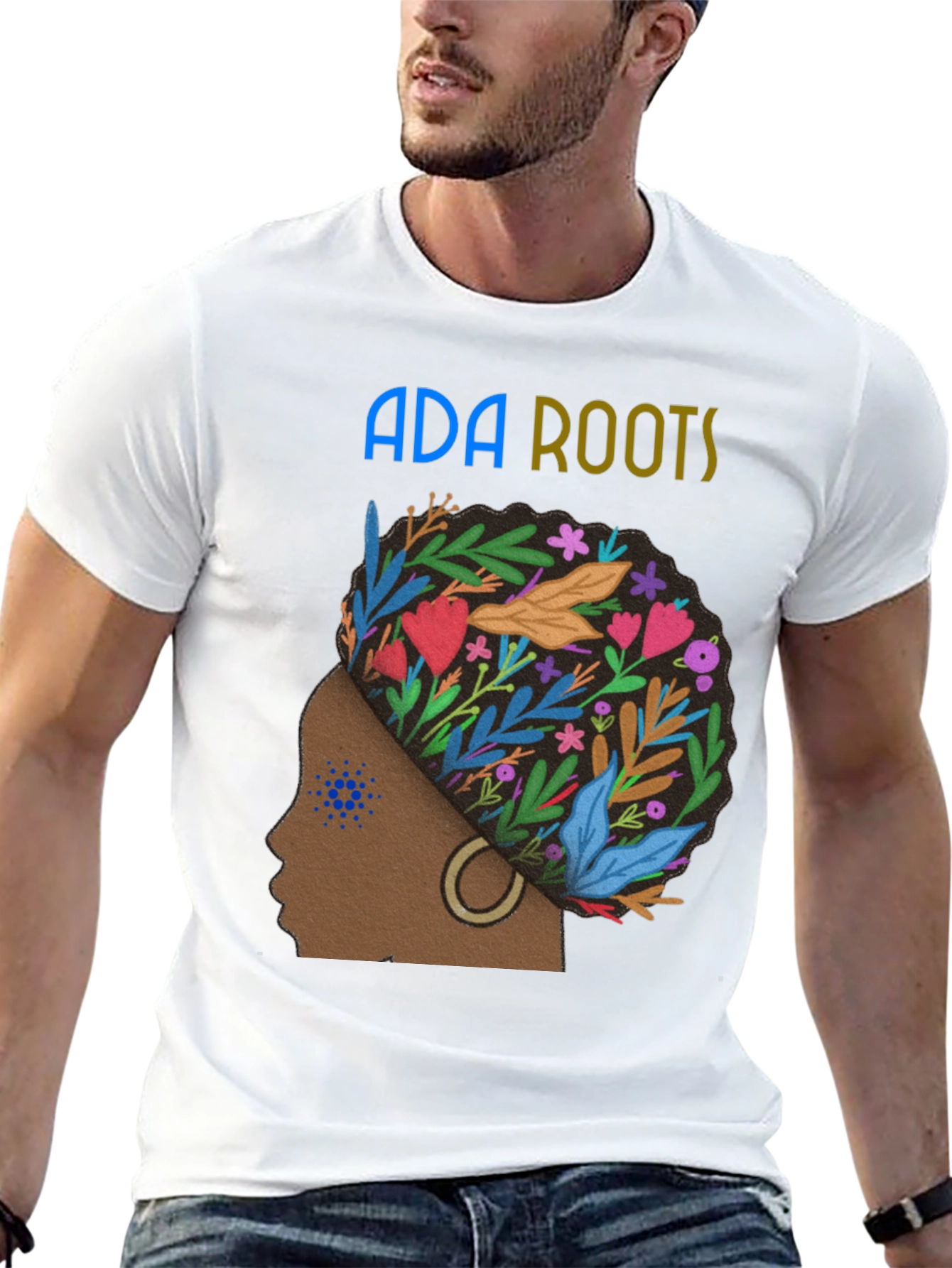 ADA Roots T-Shirt - Stylish Floral Afro Design