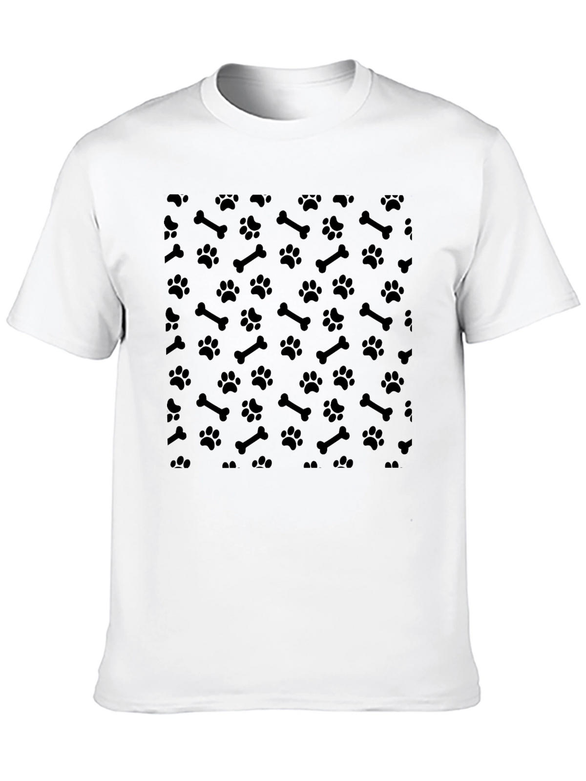 Black Paw Print Pattern T-Shirt