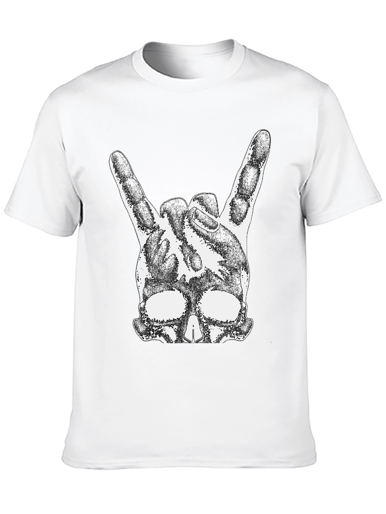 Rock On Skull T-Shirt - Black Cotton Tee