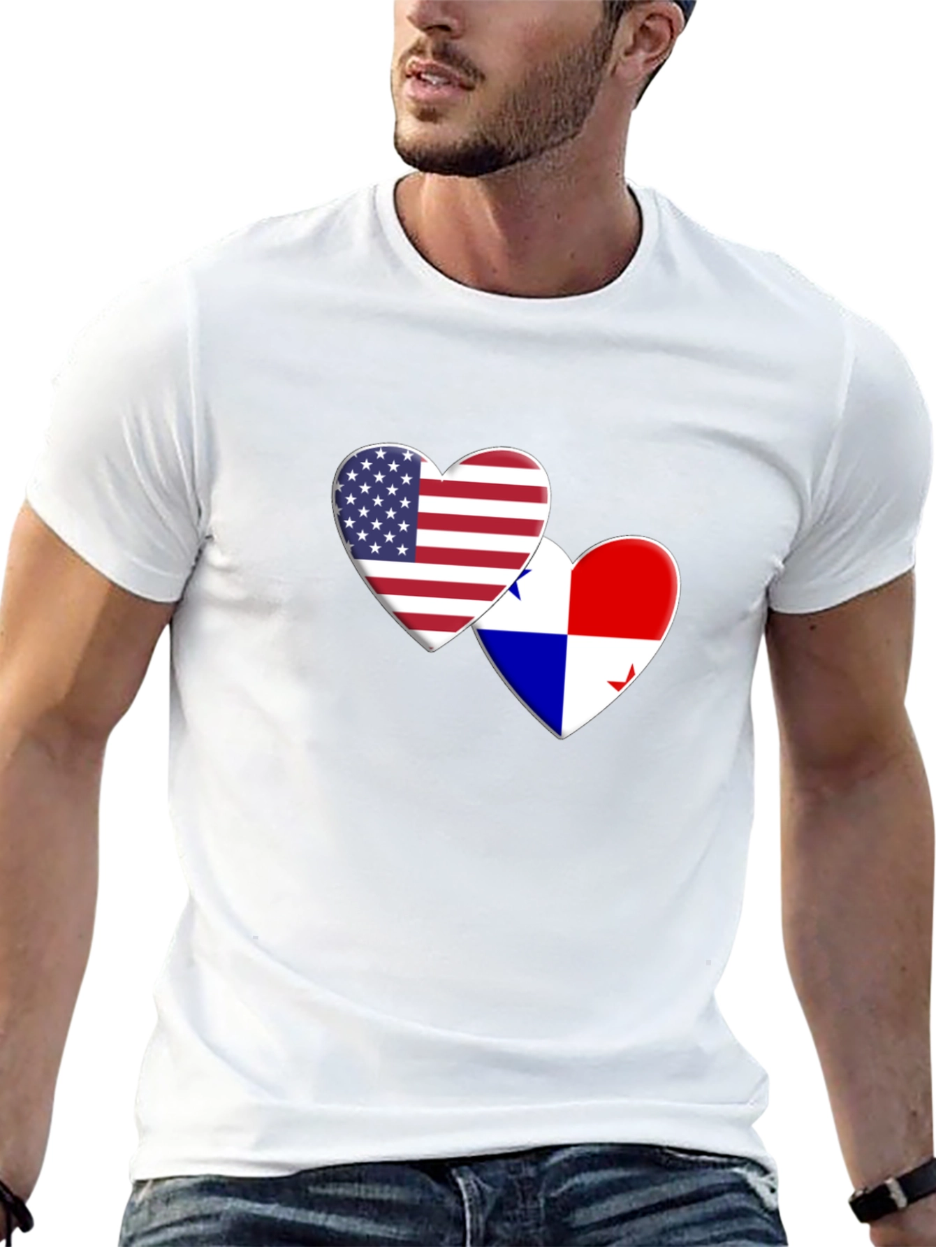 USA & Panama Flags Heart Graphic Tee