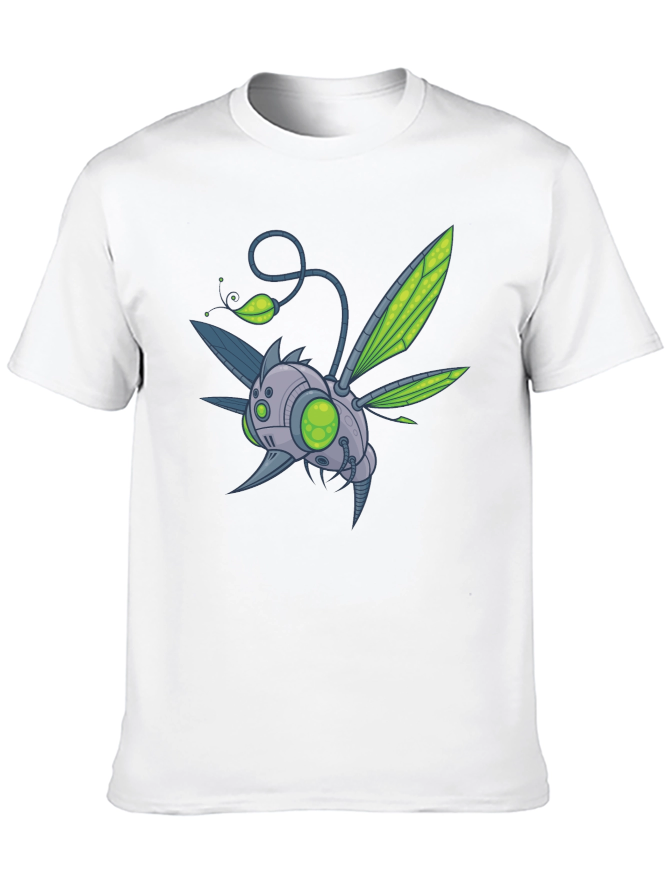 Robot Bug Graphic Print T-Shirt - Modern Style