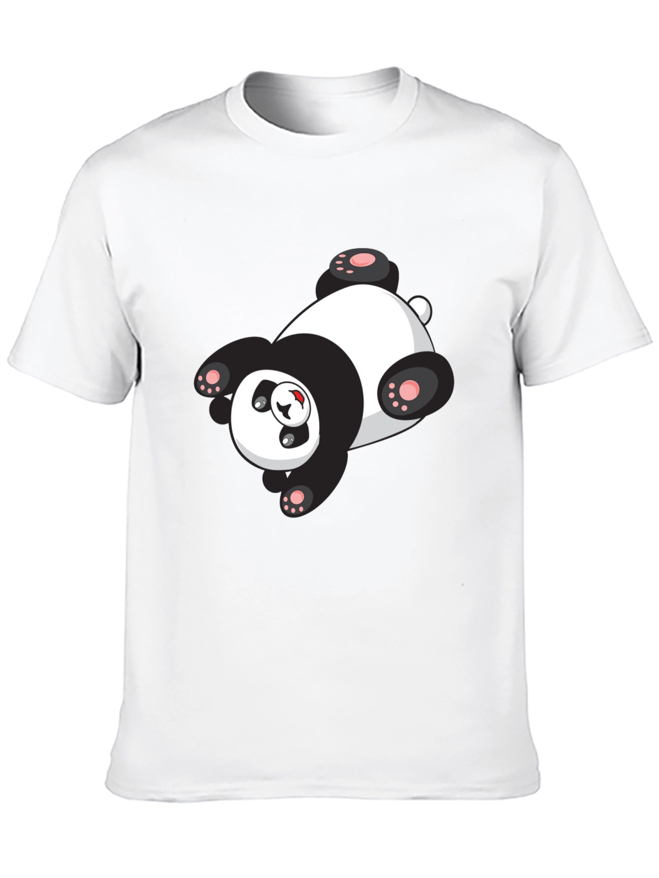 Cute Panda Graphic Tee - Black Cotton T-Shirt