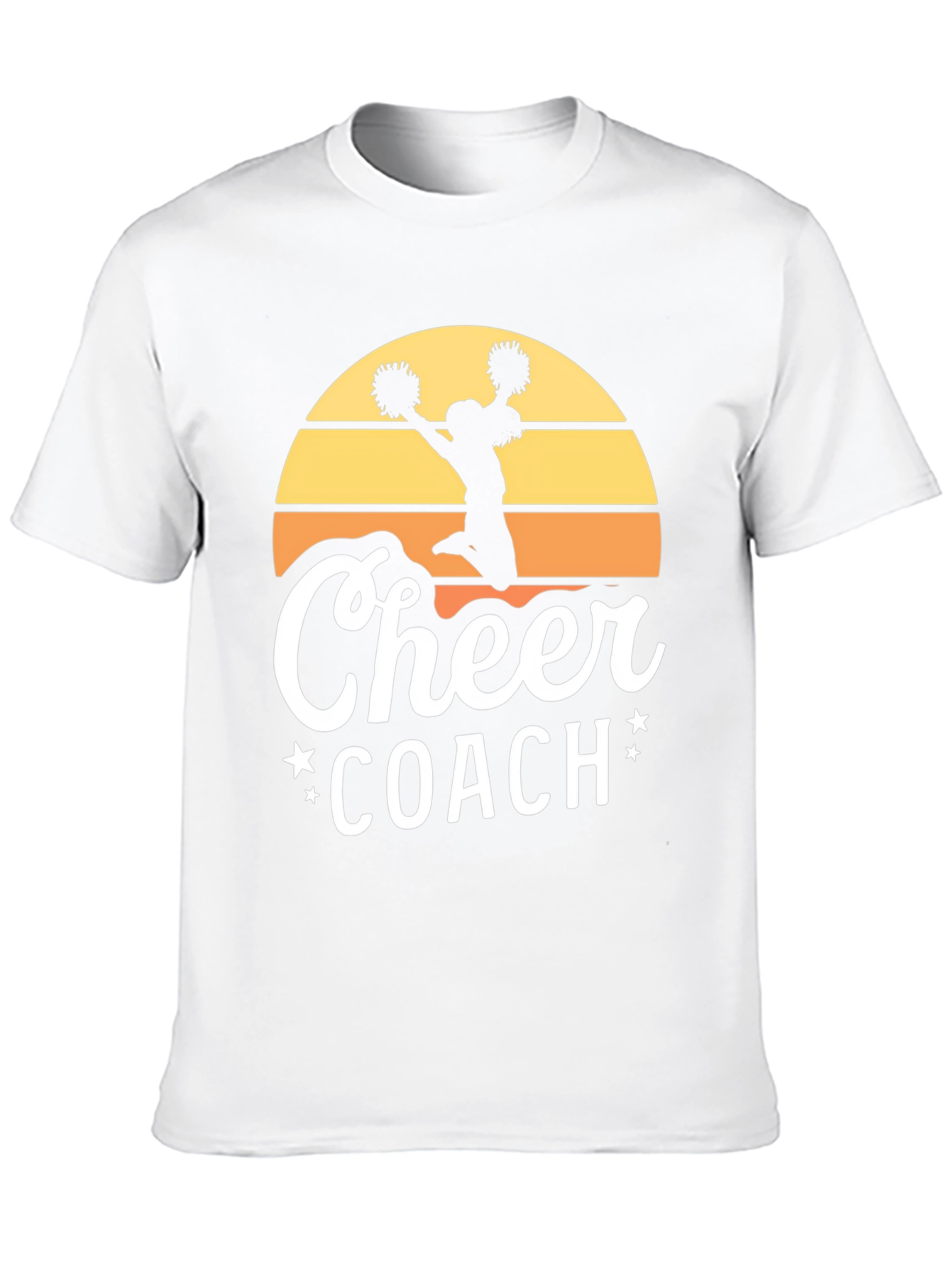 Cheer Coach Graphic Tee - Retro Sunset Design