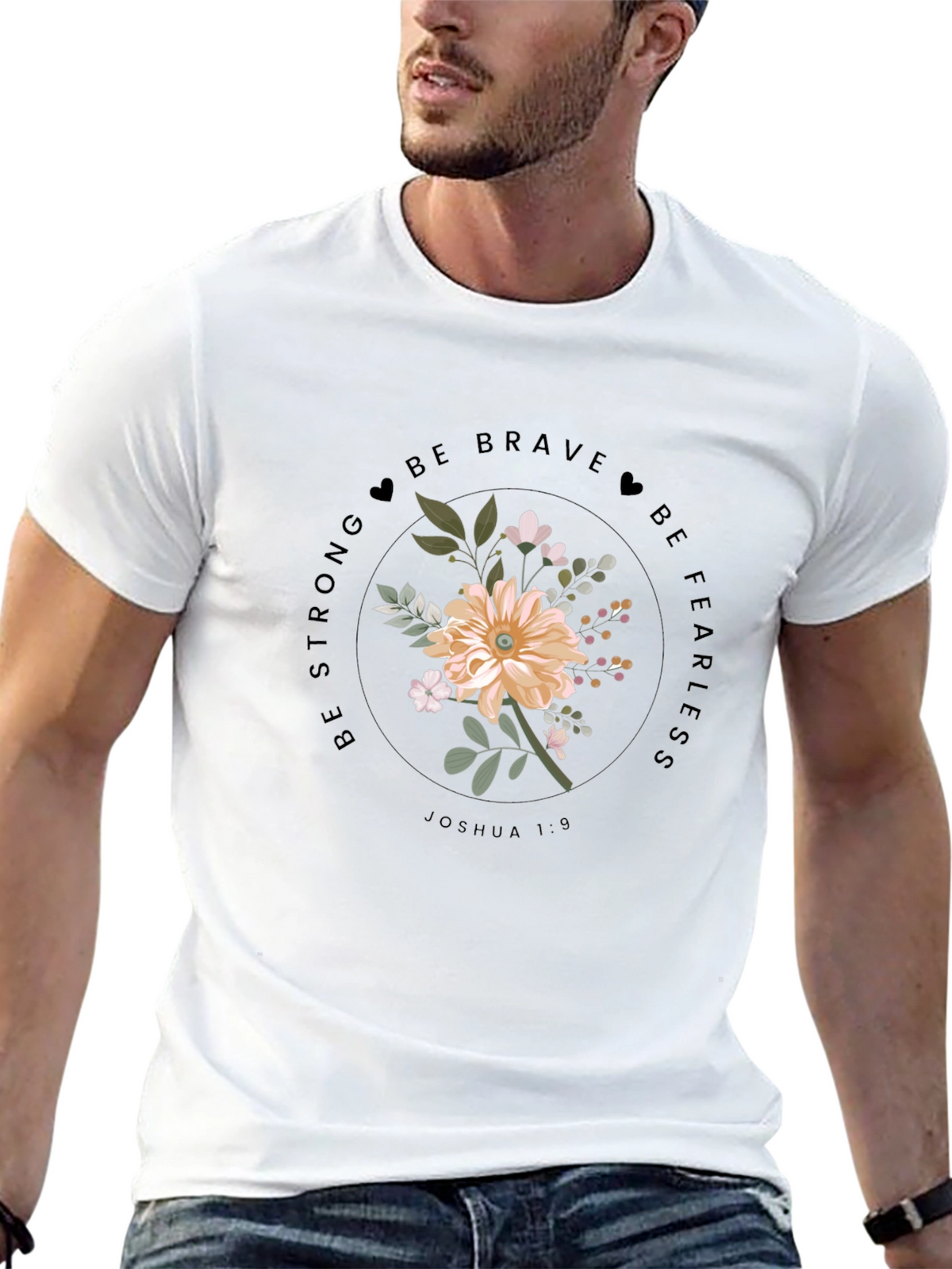 Floral Joshua 1:9 Graphic Tee - Be Brave