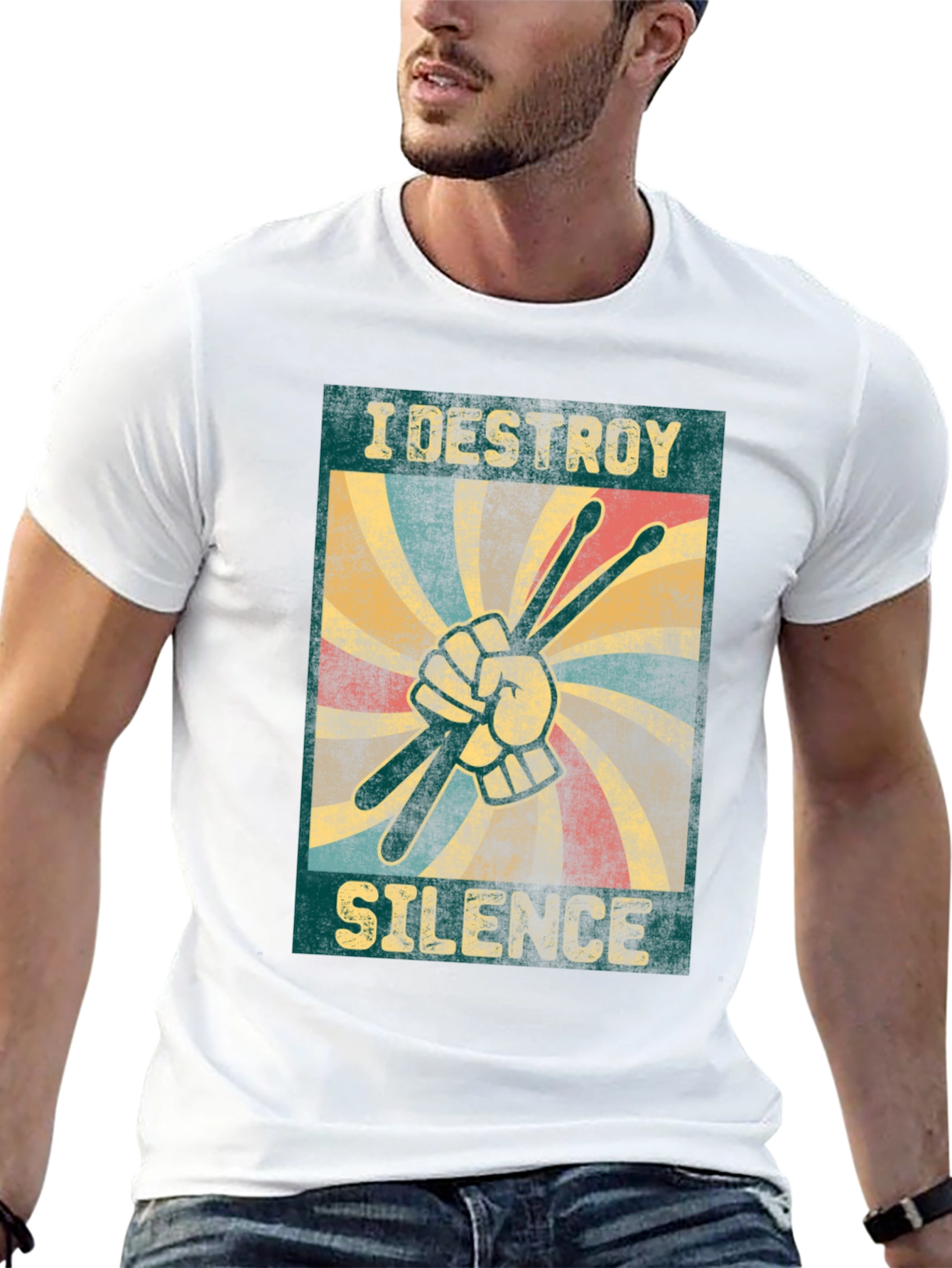 I Destroy Silence T-Shirt - Drummer Design