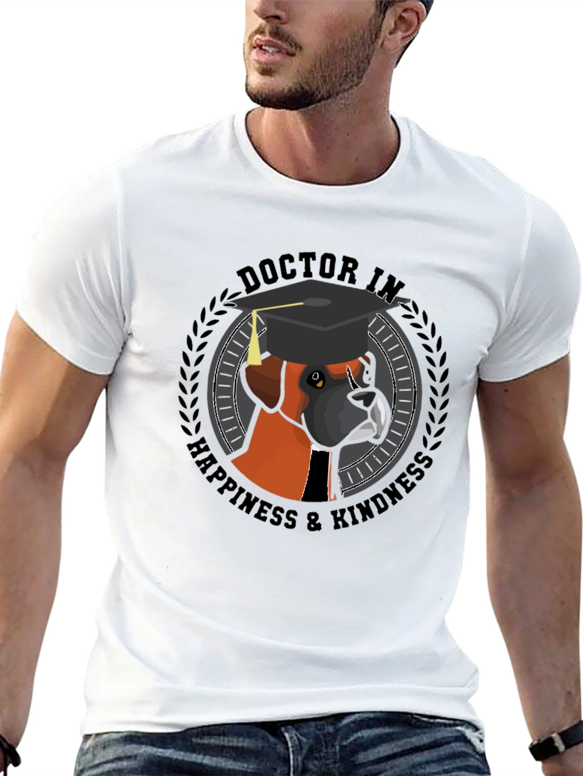 Doctor in Happiness & Kindness Black T-Shirt