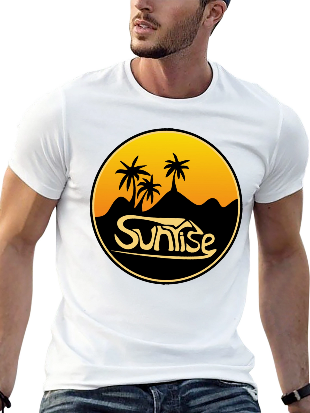 Sunrise Palm Tree Graphic T-Shirt - Coastal Vibes