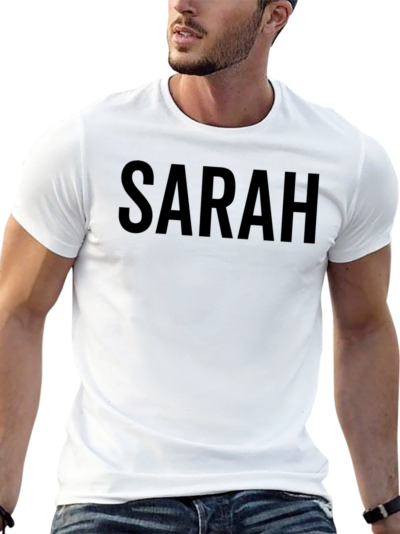 SARAH Bold Text Tee - Casual Style