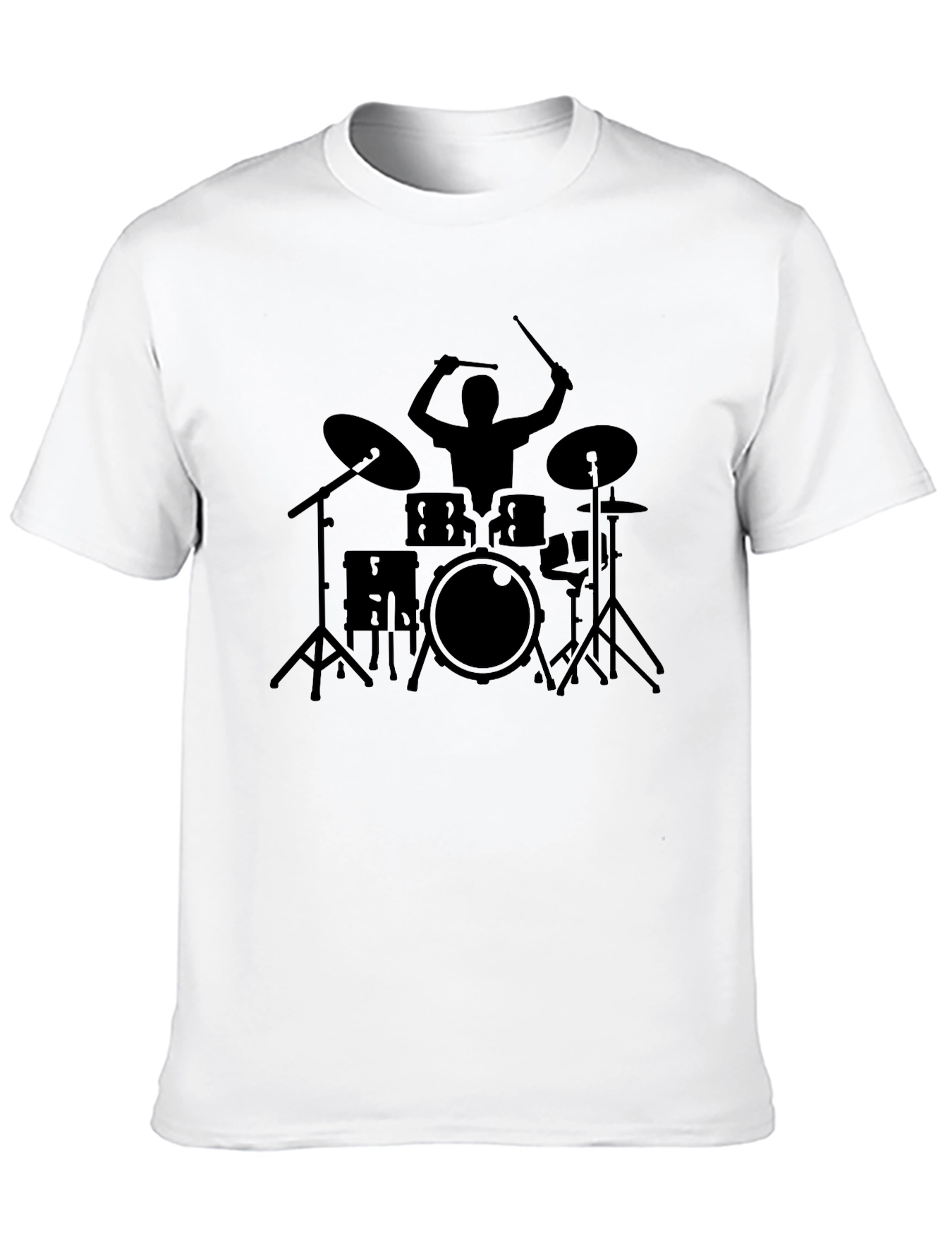 Drummer Graphic Tee - Black Cotton Musician T-Shirt