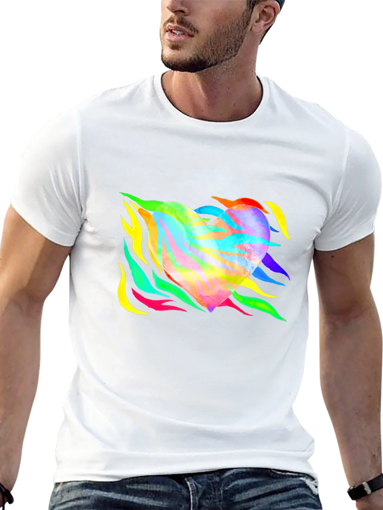 Rainbow Zebra Heart Graphic Tee