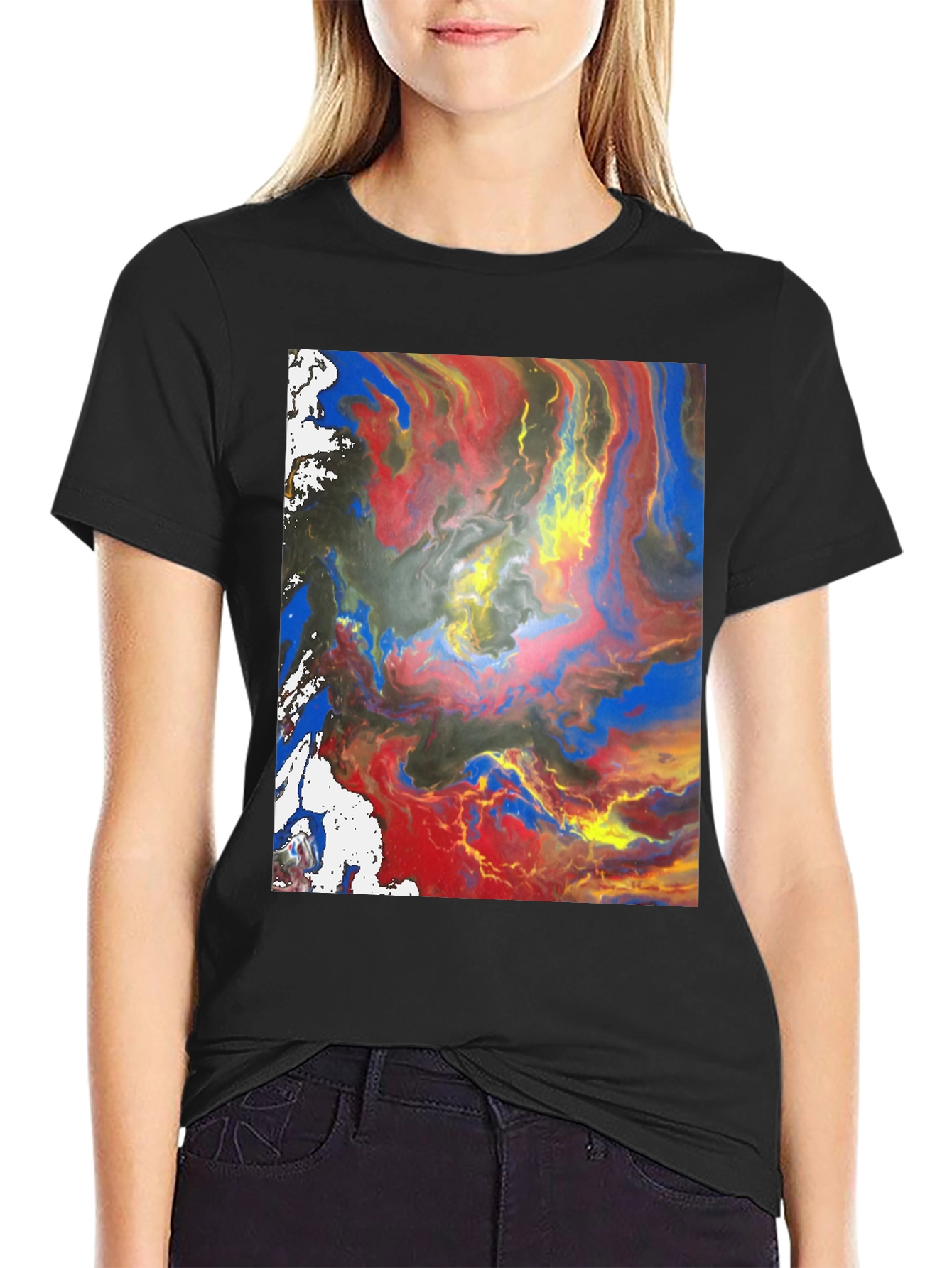 Abstract Art Black Tee - Modern Style