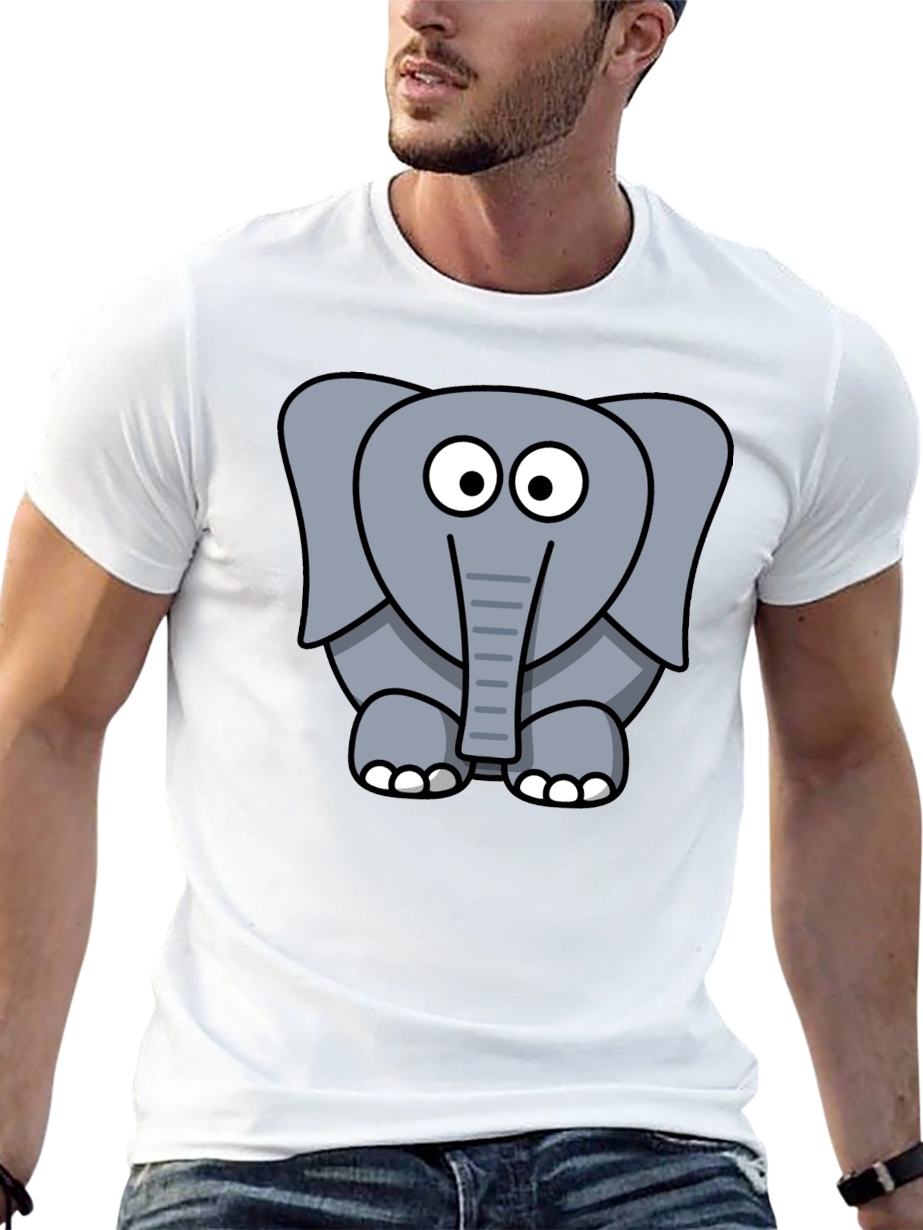 Cute Elephant Graphic Black T-Shirt