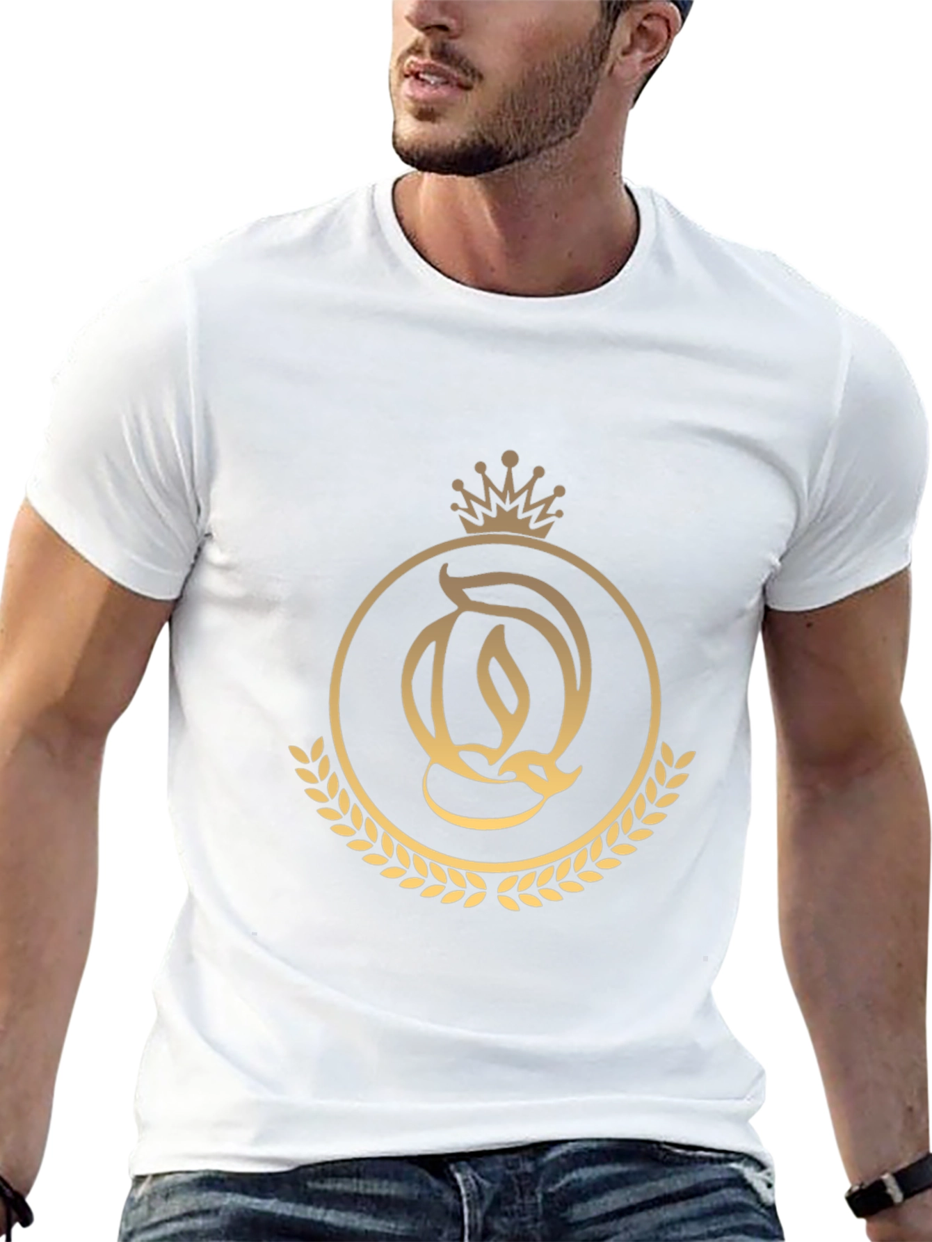 Elegant Black T-Shirt with Golden Crown Logo