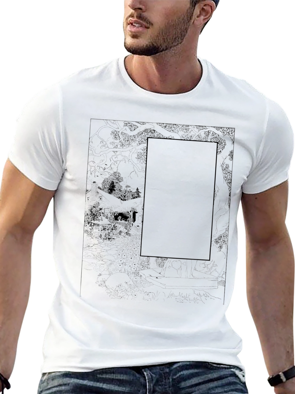 Black Graphic Print Tee - Unique Design