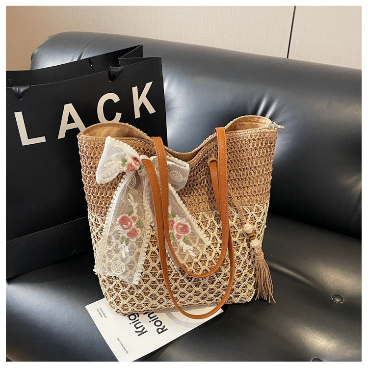Stylish Summer Beach Straw Tote Bag – Large Capacity Woven Shoulder Bag