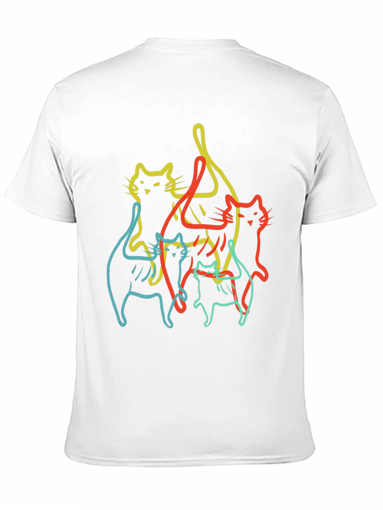Abstract Cat Line Art Black T-Shirt
