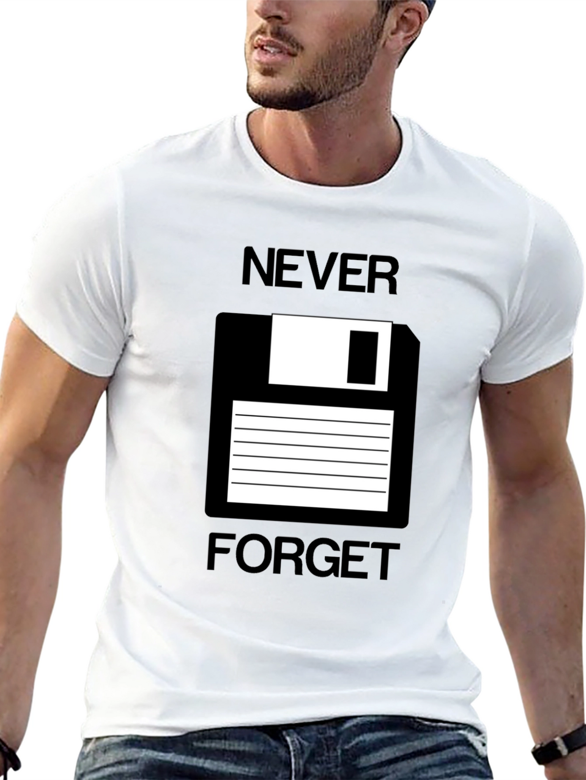 Retro Floppy Disk T-Shirt - Never Forget