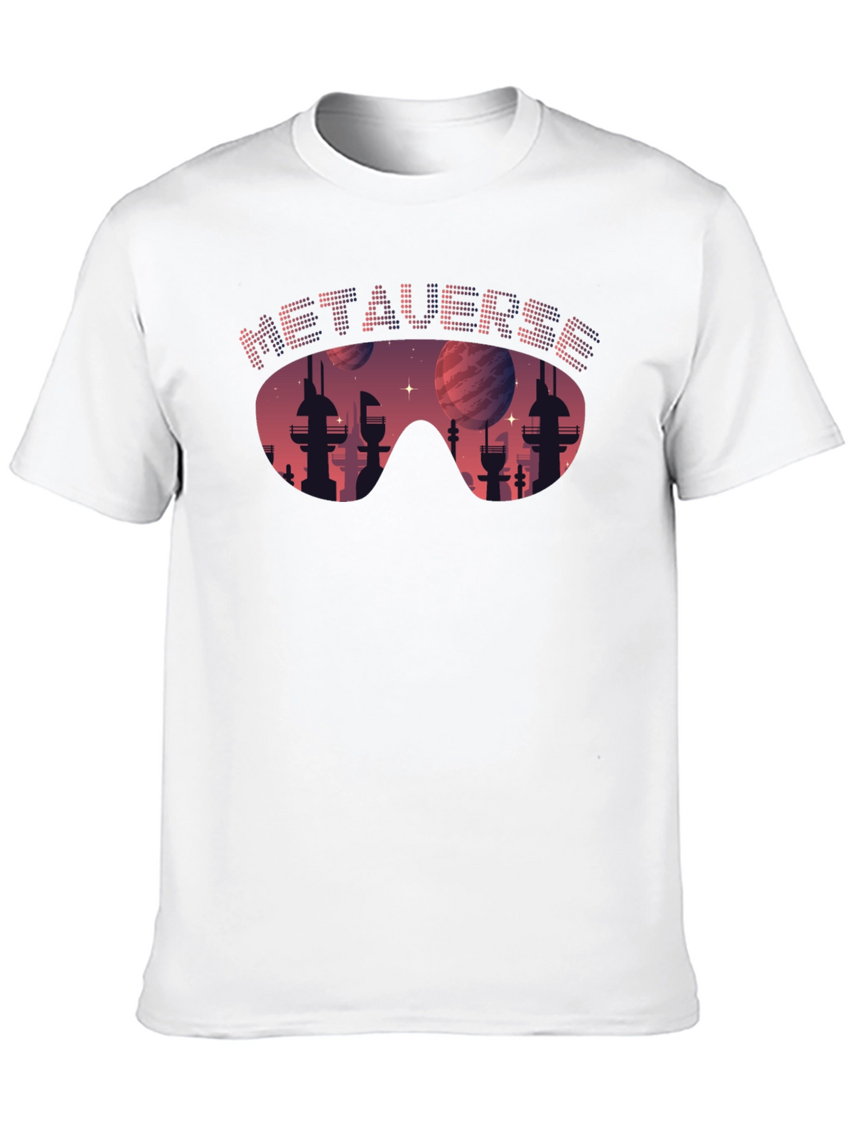 Metaverse Cityscape T-Shirt - Futuristic Design