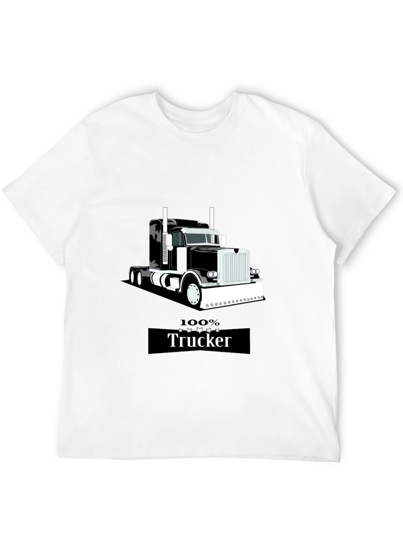 100% Trucker Graphic T-Shirt - Black