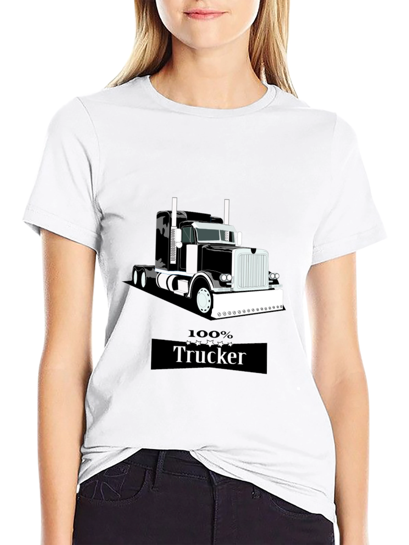 100% Trucker Graphic T-Shirt - Black