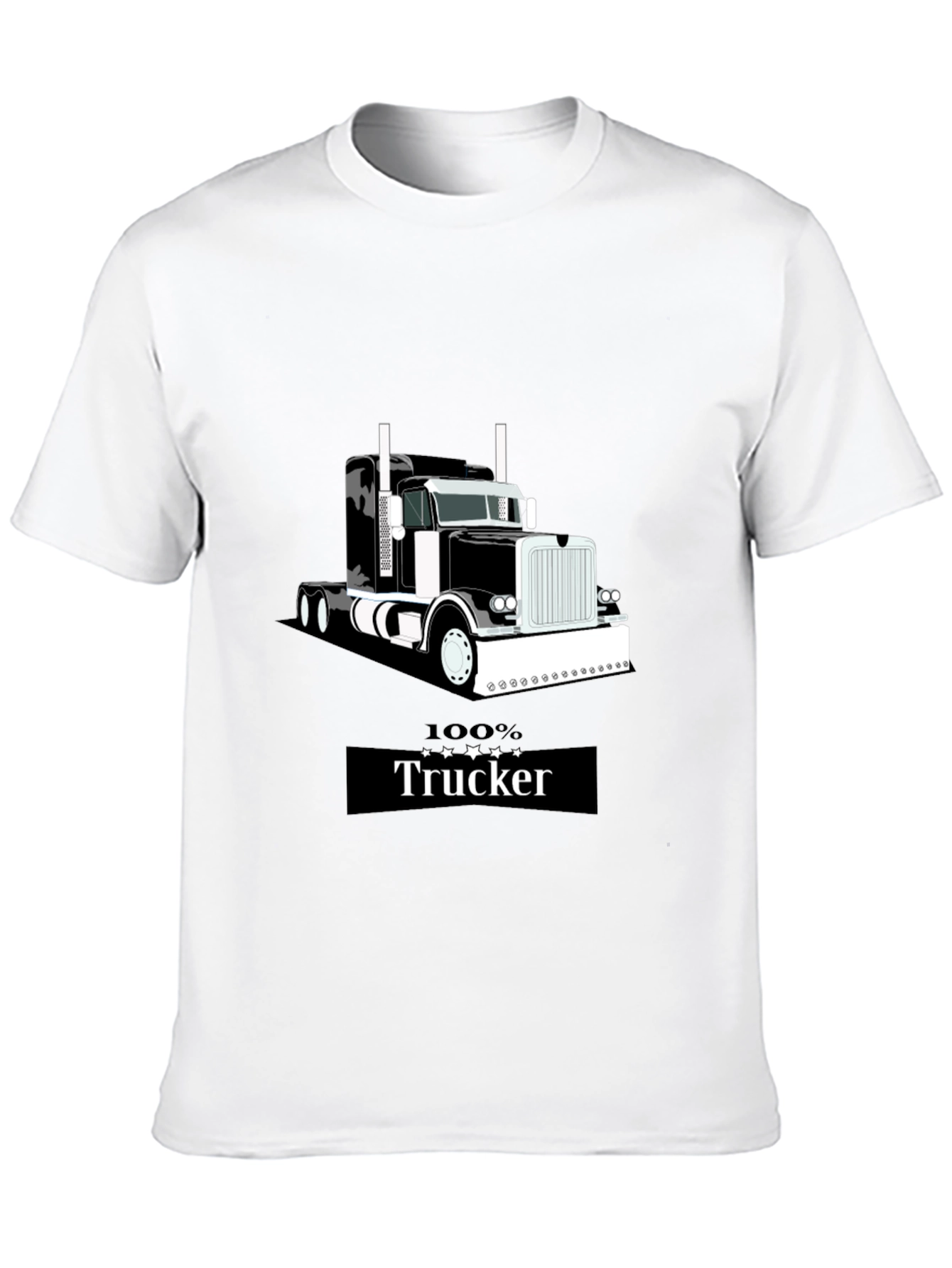 100% Trucker Graphic T-Shirt - Black