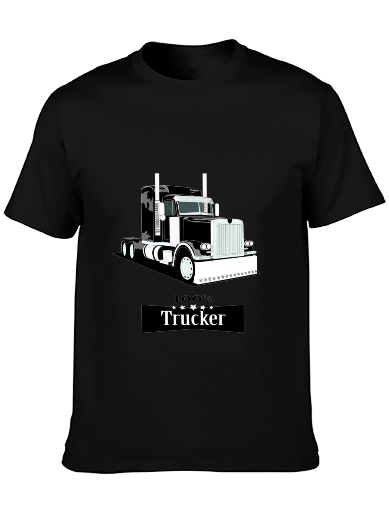 100% Trucker Graphic T-Shirt - Black