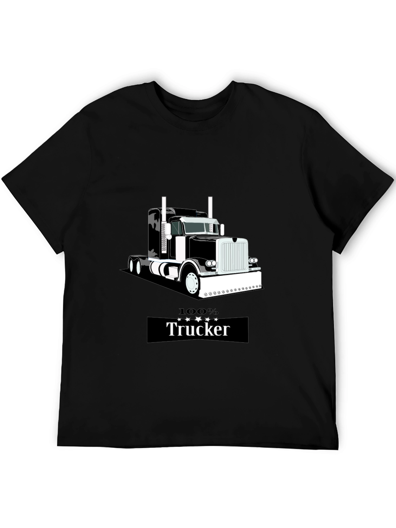 100% Trucker Graphic T-Shirt - Black