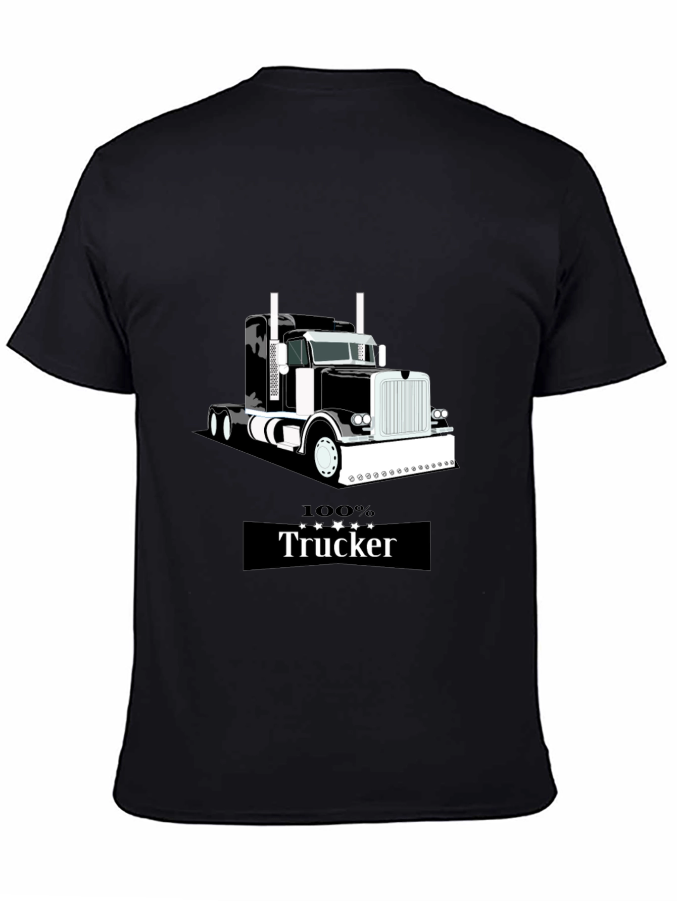 100% Trucker Graphic T-Shirt - Black