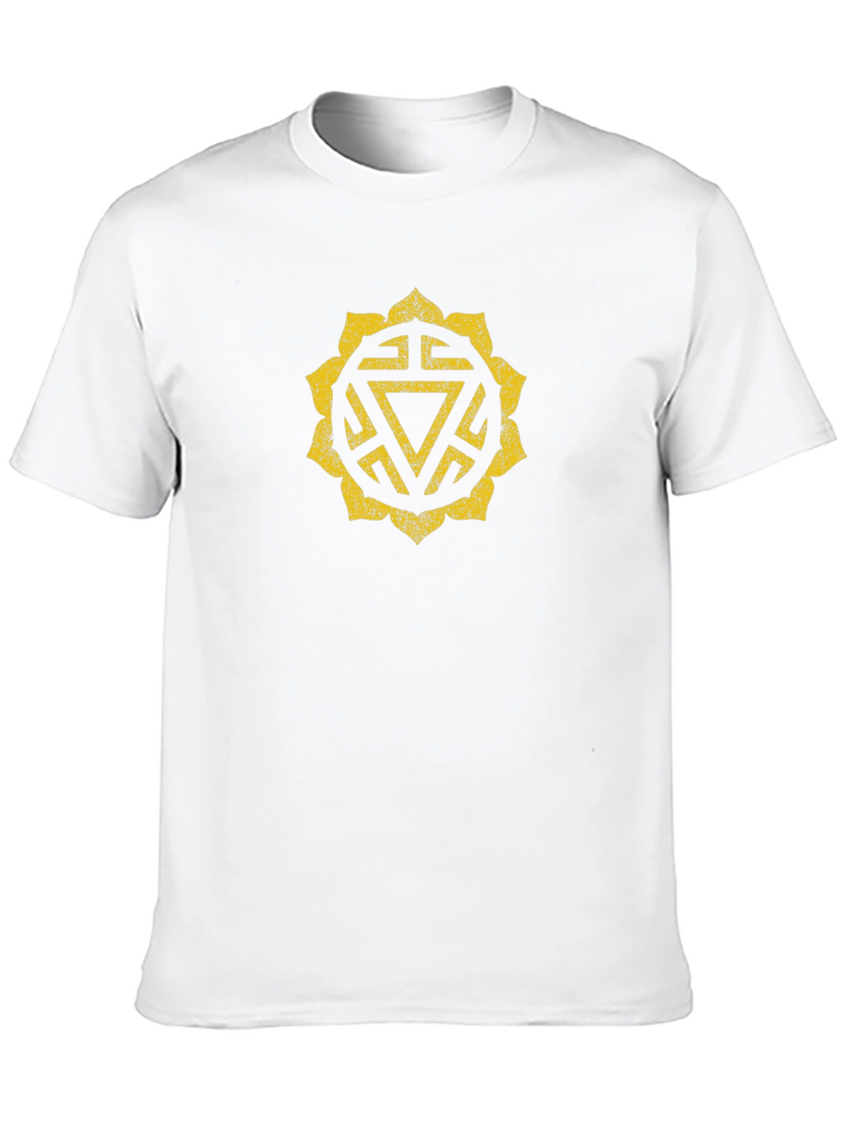 Black T-Shirt with Geometric Yellow Design