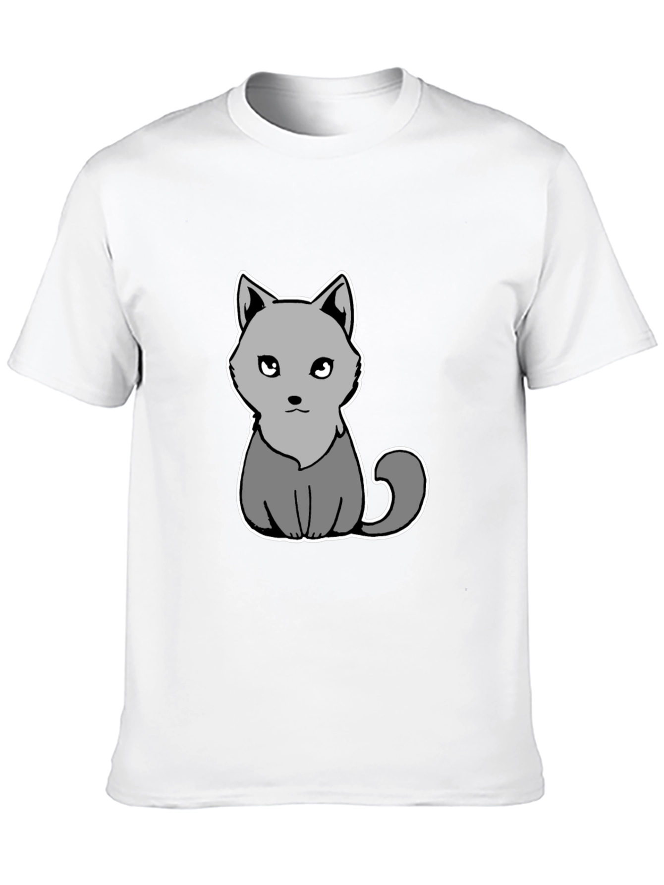 Cute Grey Cat Graphic Tee - Soft Black Cotton