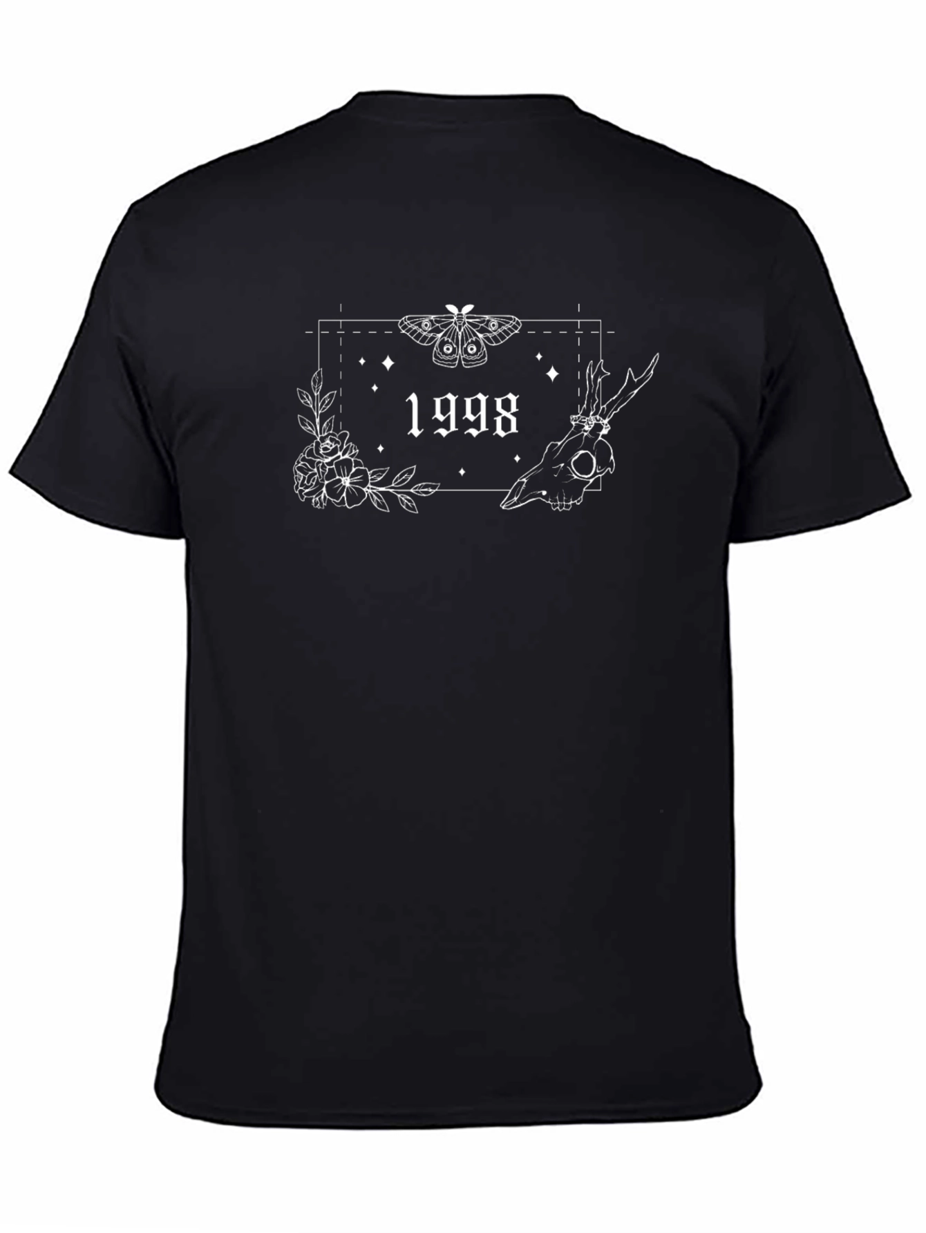 1998 Graphic Tee - Moth & Skull Print