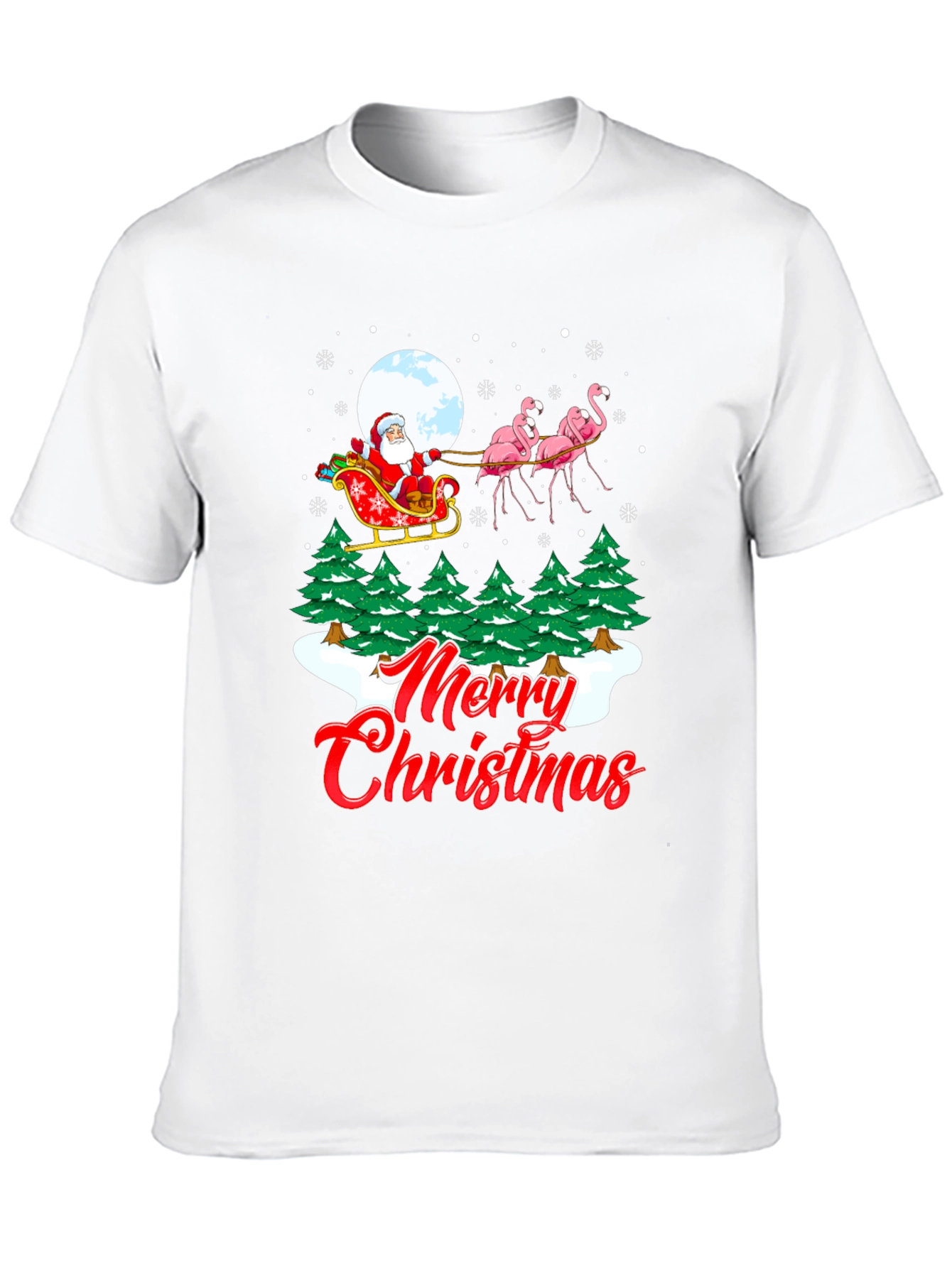 Christmas Santa Flamingo Graphic Tee