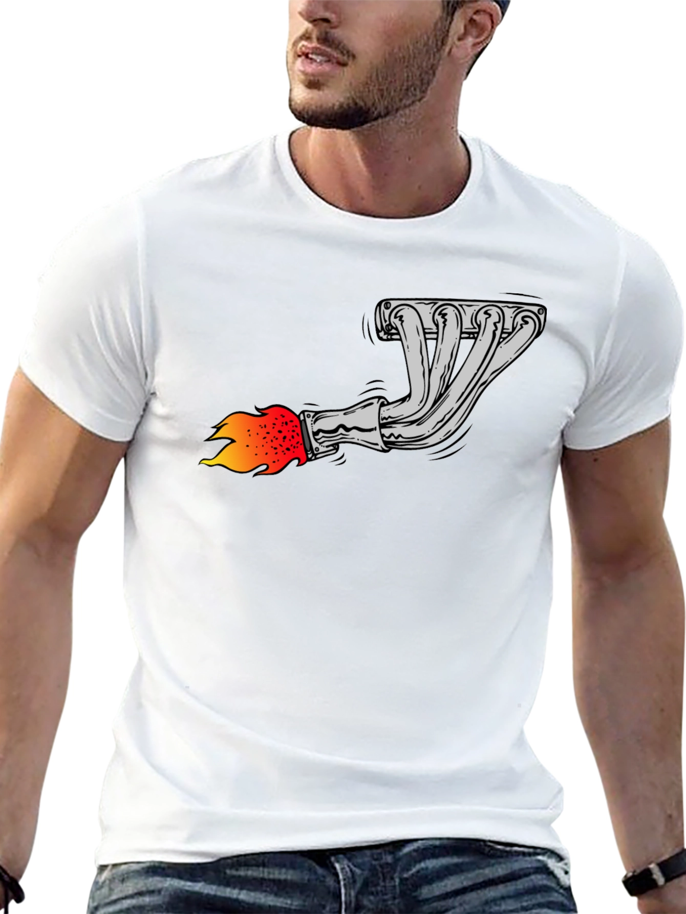 Flame Exhaust Graphic Tee - Black