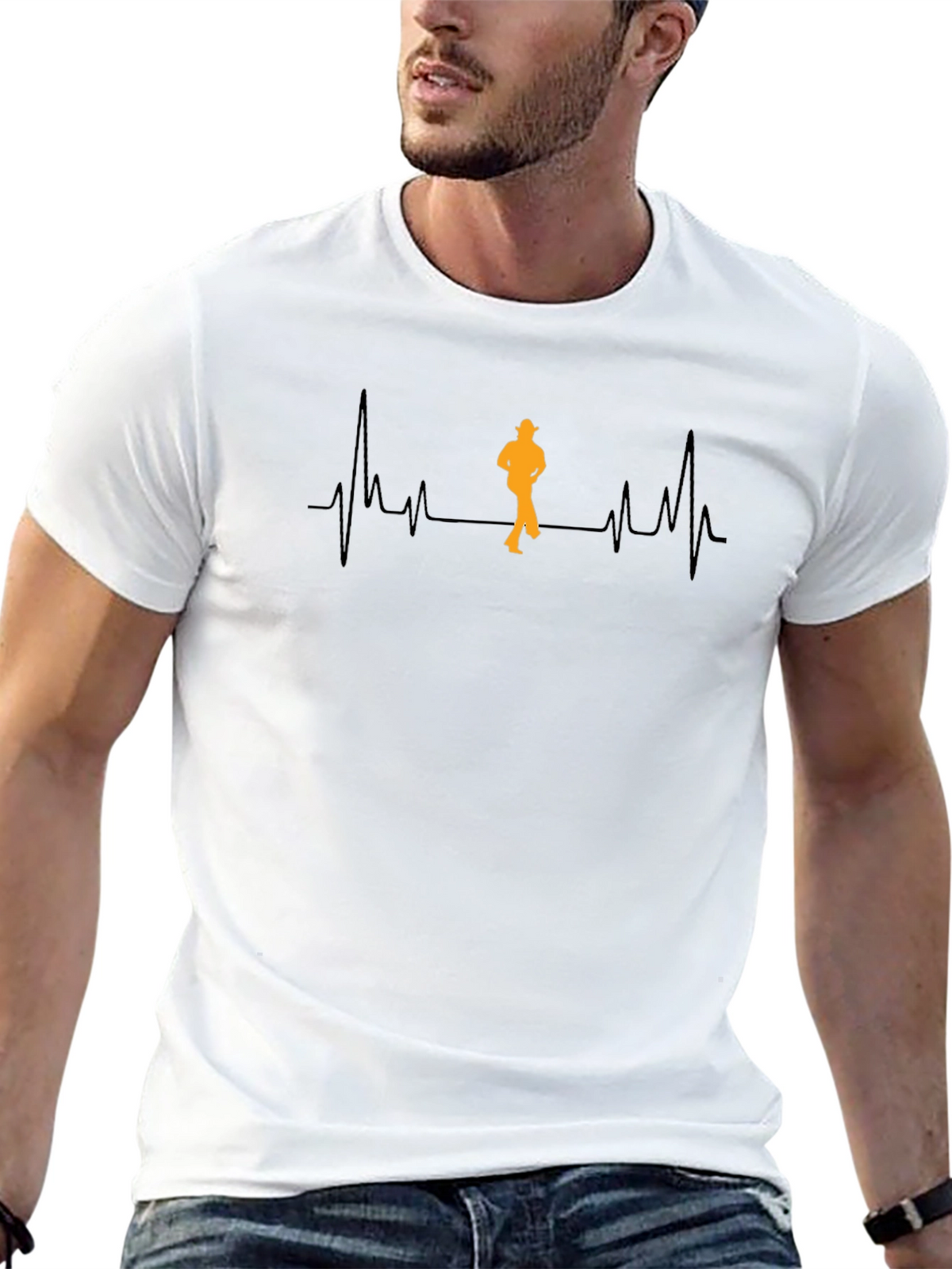 Heartbeat Line Dancer Black T-Shirt