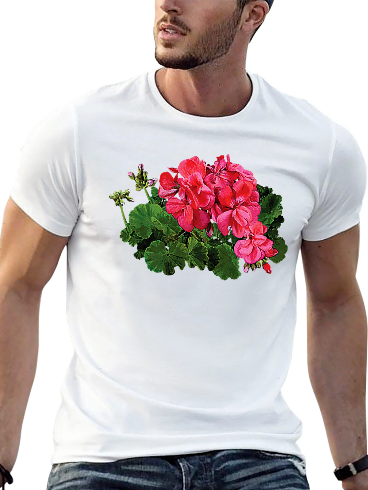 Floral Graphic Print Black T-Shirt