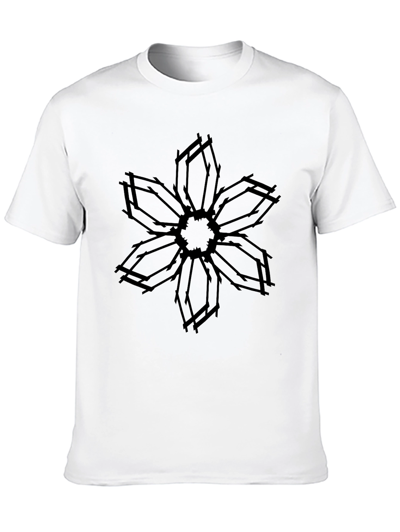 Abstract Flower Graphic Black T-Shirt