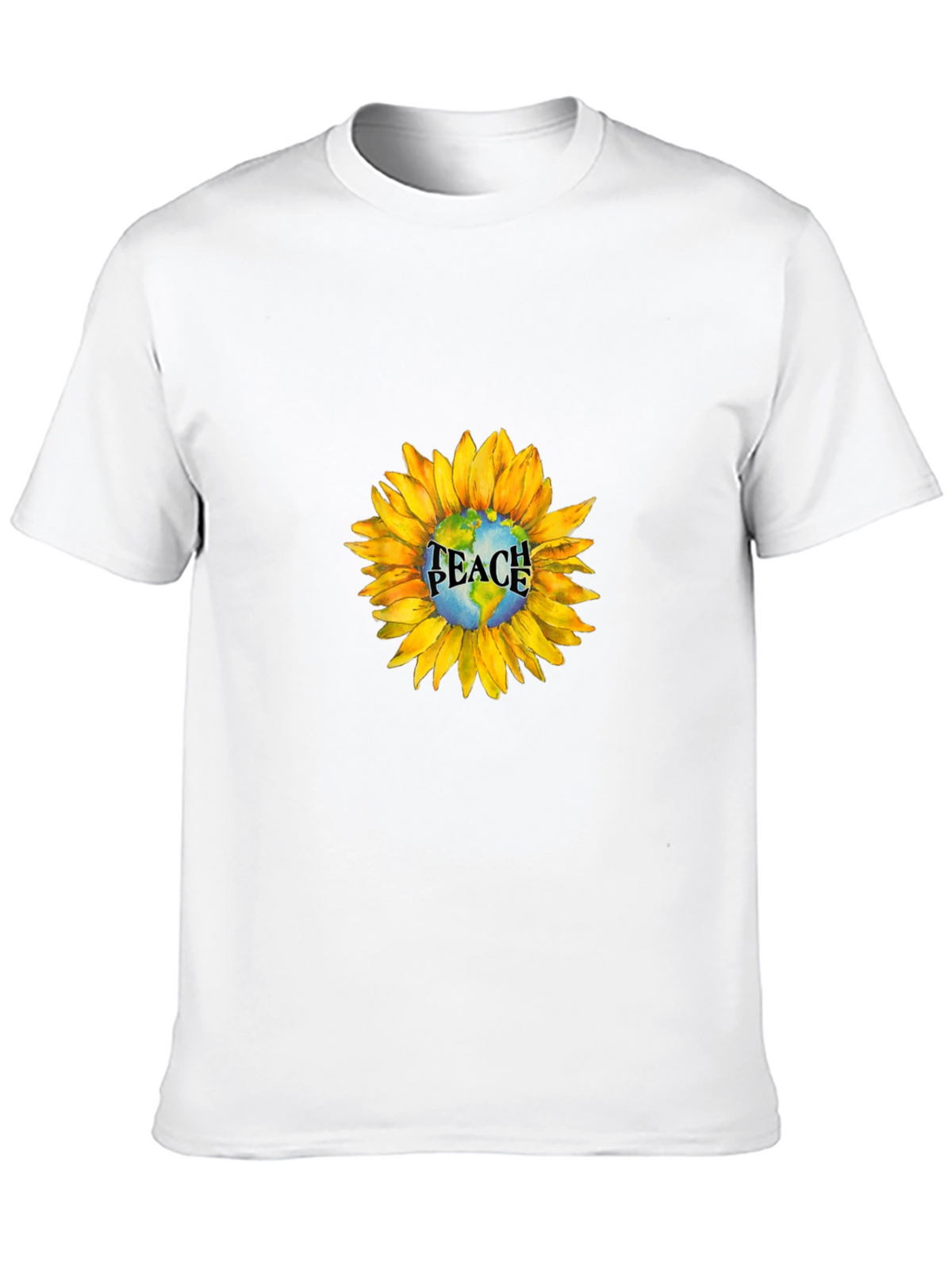 Peace Earth Sunflower Graphic Tee - Black