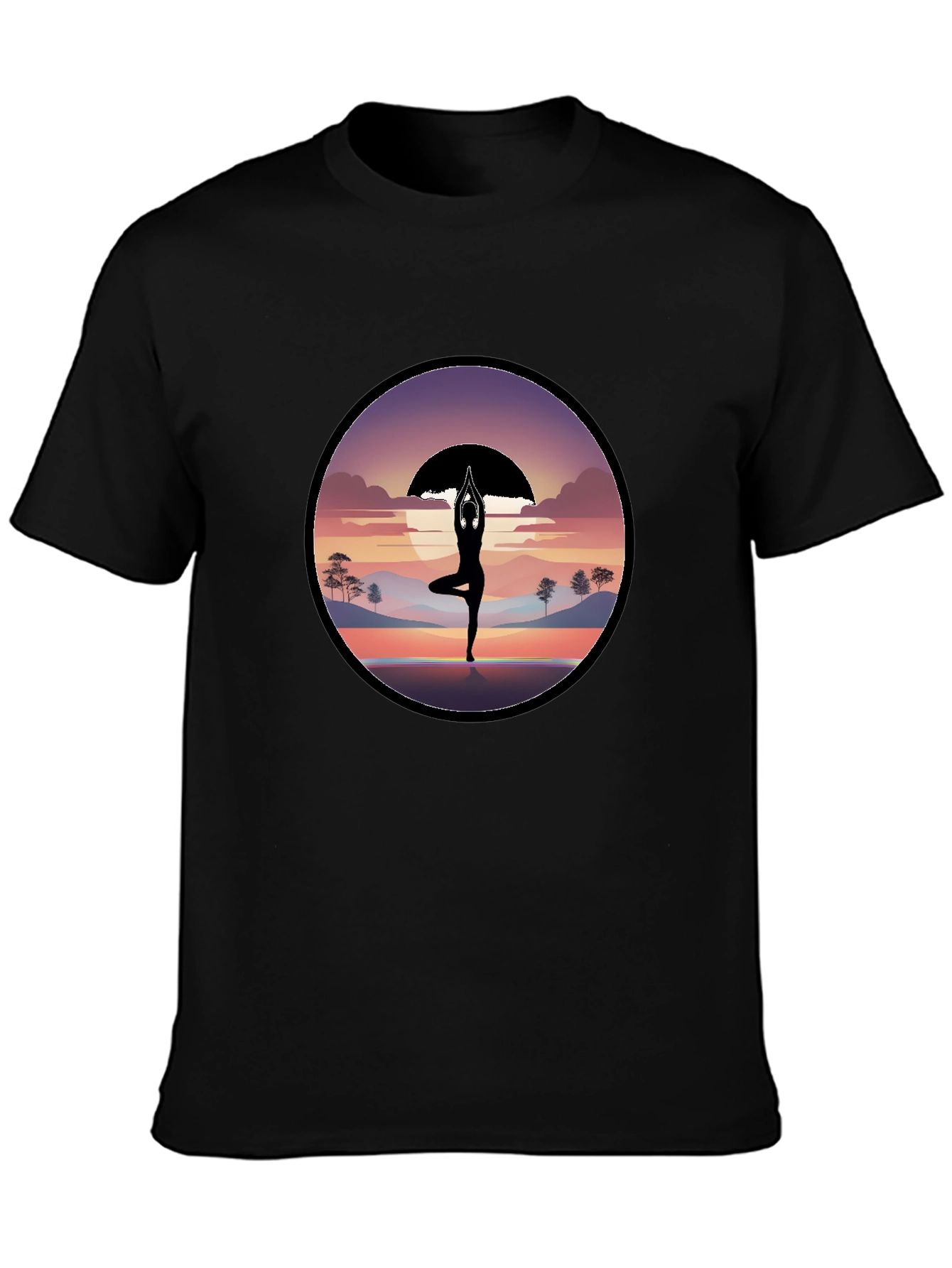 Yoga Silhouette Sunset Graphic T-Shirt