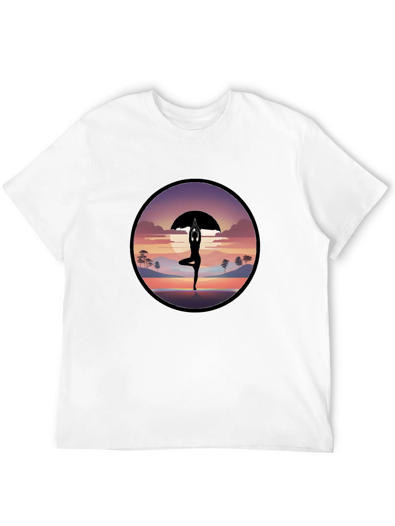 Yoga Silhouette Sunset Graphic T-Shirt