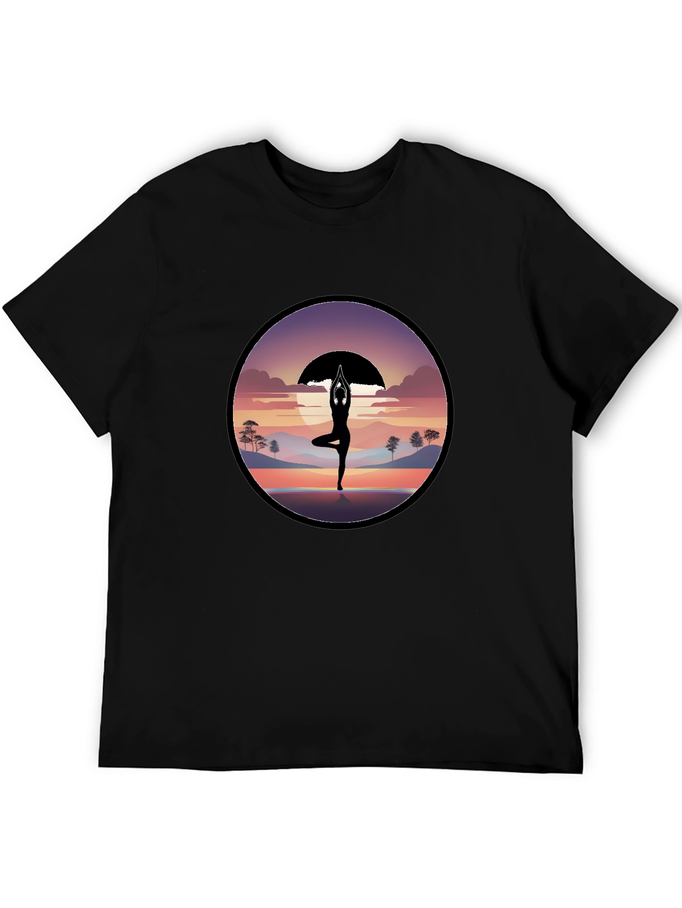 Yoga Silhouette Sunset Graphic T-Shirt
